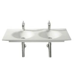 Roca - Kalahari-N Double Bowl Wall Mounted Basin - 1200mm -1 Tap Hole per Bowl