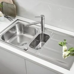 Grohe K400+ 1.5 Bowl Stainless Steel Kitchen Sink - 31569SD0 -Victorian Plumbing Store 31569SD0 D2 460