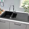 Grohe K400 1.5 Bowl Composite Quartz Kitchen Sink with Drainer - Black - 31642AP0