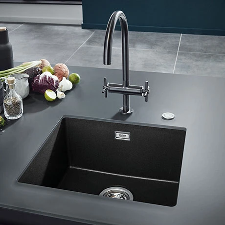 Grohe K700 1.0 Bowl Undermount Composite Quartz Kitchen Sink - Black - 31653AP0 1 Grohe K700 1.0 Bowl Undermount Composite Quartz Kitchen Sink - Black - 31653AP0