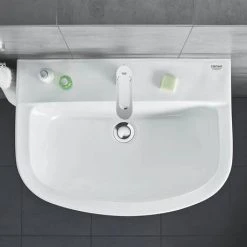 Grohe Bau 600mm 1TH Basin + Half Pedestal -Victorian Plumbing Store 39421000 D4 460 4
