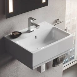 Grohe Cube Ceramic 450mm 1TH Wall Hung Basin - 3948300H 5 Grohe Cube Ceramic 450mm 1TH Wall Hung Basin - 3948300H -Victorian Plumbing Store 3948300H D2 460