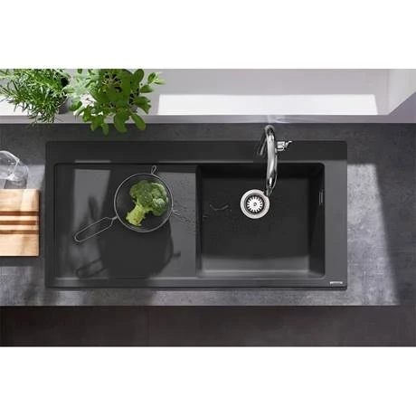 Hansgrohe S514-F450 1.0 Bowl Built-in Kitchen Sink with Drainer - Graphite Black - 43314170 3 Hansgrohe S514-F450 1.0 Bowl Built-in Kitchen Sink with Drainer - Graphite Black - 43314170 - Image 3