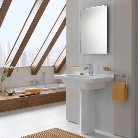 VitrA - S50 Square Washbasin & Pedestal - 1 Tap Hole - Various Size Options 2 VitrA - S50 Square Washbasin & Pedestal - 1 Tap Hole - Various Size Options - Image 2