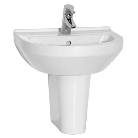 VitrA - S50 Round Washbasin & Half Pedestal - 1 Tap Hole - 4 Size Options 1 VitrA - S50 Round Washbasin & Half Pedestal - 1 Tap Hole - 4 Size Options