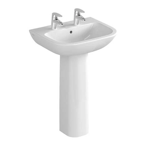 VitrA - S20 Model Washbasin & Pedestal - 2 Tap Hole - 5 x Size Options 1 VitrA - S20 Model Washbasin & Pedestal - 2 Tap Hole - 5 x Size Options