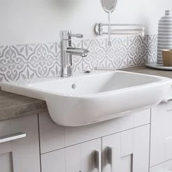 VitrA - S20 Model 55cm Semi-Recessed Wash Basins - 1 or 2 Tap Hole