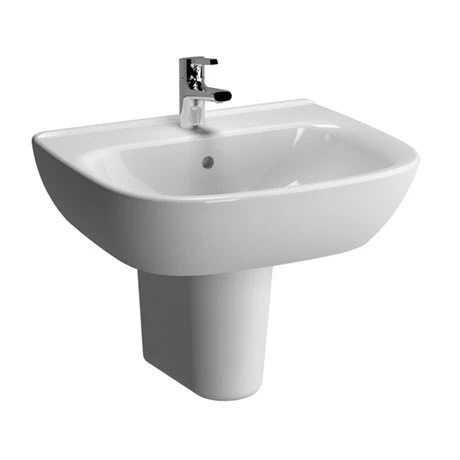 VitrA - Zentrum Basin and Half Pedestal - 1 Tap Hole - 4 x Size Options 1 VitrA - Zentrum Basin and Half Pedestal - 1 Tap Hole - 4 x Size Options
