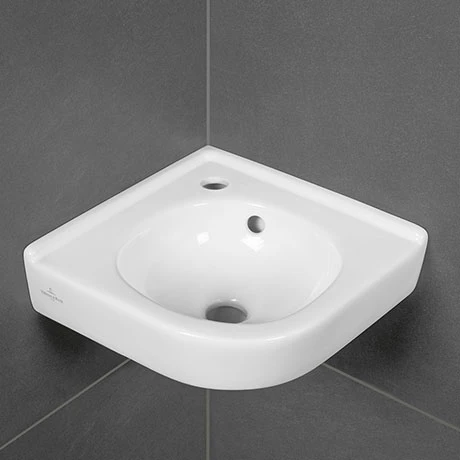 Villeroy and Boch O.novo 400 x 320mm 1TH Corner Handwash Basin - 73103201 1 Villeroy and Boch O.novo 400 x 320mm 1TH Corner Handwash Basin - 73103201