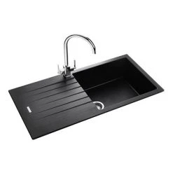 Rangemaster Andesite Ash Black 1.0 Bowl Igneous Granite Kitchen Sink -Victorian Plumbing Store AND1051AS nd1 460