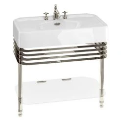 Arcade 900mm Basin and Stand with Glass Shelf - Various Tap Hole Options
