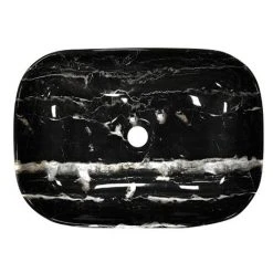 Arezzo 455 x 325mm Curved Rectangular Counter Top Basin - Gloss Black Marble Effect 6 Arezzo 455 x 325mm Curved Rectangular Counter Top Basin - Gloss Black Marble Effect -Victorian Plumbing Store AZ1004 d2 460