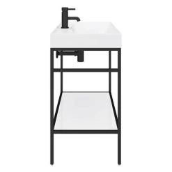 Venice Matt Black 1000mm Framed Washstand and Basin inc. Tap + Bottle Trap -Victorian Plumbing Store AZ10BFPM n detail3 460 1
