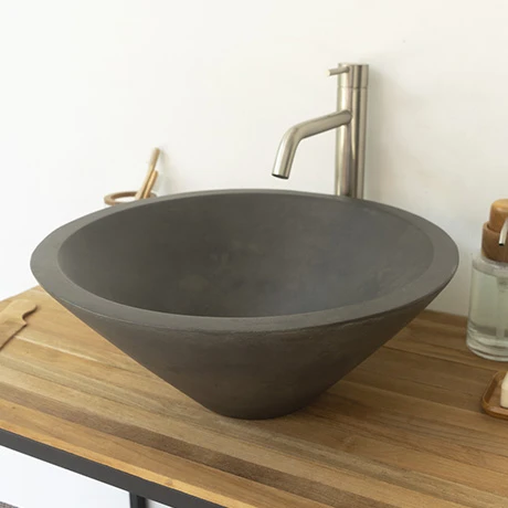 Arezzo Stone Dusk Grey Conical Counter Top Basin - 405mm Diameter 1 Arezzo Stone Dusk Grey Conical Counter Top Basin - 405mm Diameter