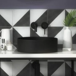 Arezzo 352mm Matt Black Round Counter Top Basin -Victorian Plumbing Store AZ110AMB d4 460