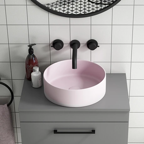 Arezzo 352mm Matt Pink Round Counter Top Basin 1 Arezzo 352mm Matt Pink Round Counter Top Basin