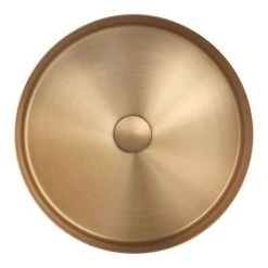 Arezzo Brushed Brass 360mm Round Stainless Steel Counter Top Basin + Waste -Victorian Plumbing Store AZ360BB d3 460