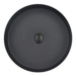 Arezzo Matt Black 360mm Round Stainless Steel Counter Top Basin + Waste