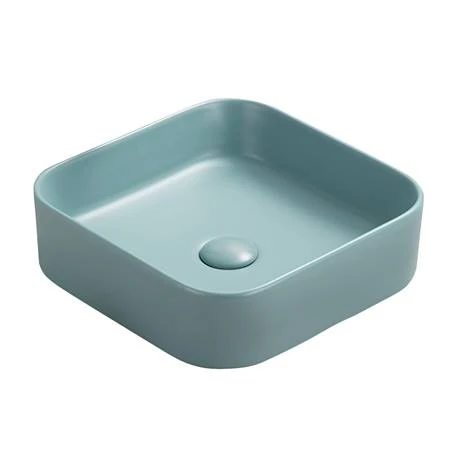 Arezzo 370 x 370mm Curved Square Counter Top Basin - Matt Green 2 Arezzo 370 x 370mm Curved Square Counter Top Basin - Matt Green - Image 2