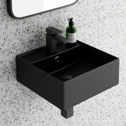 Arezzo 405mm Matt Black Square Wall Mounted / Counter Top Basin