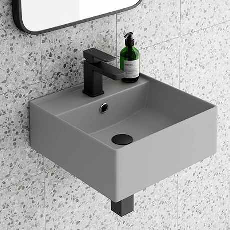 Arezzo 405mm Matt Grey Square Wall Mounted / Counter Top Basin 1 Arezzo 405mm Matt Grey Square Wall Mounted / Counter Top Basin