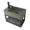 Arezzo Stone Wall Hung Copper Green Cloakroom Basin with Matt Black Towel Shelf