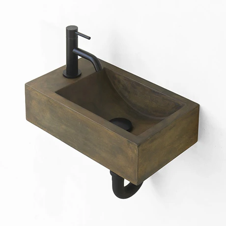 Arezzo Stone Wall Hung Vintage Brown Cloakroom Basin (400 x 230mm) 1 Tap Hole 1 Arezzo Stone Wall Hung Vintage Brown Cloakroom Basin (400 x 230mm) 1 Tap Hole