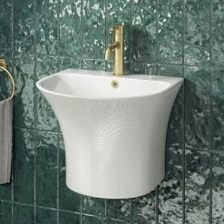 Arezzo Curved Ceramic One Piece Wall Hung Basin 1TH - 540mm Wide