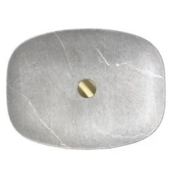 Arezzo 505 x 385mm Curved Rectangular Counter Top Basin - Light Grey Marble Effect -Victorian Plumbing Store AZ505LGM d3 460
