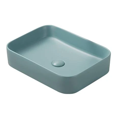 Arezzo 500 x 370mm Curved Rectangular Counter Top Basin - Matt Green 2 Arezzo 500 x 370mm Curved Rectangular Counter Top Basin - Matt Green - Image 2