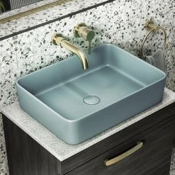 Arezzo 500 x 370mm Curved Rectangular Counter Top Basin - Matt Green