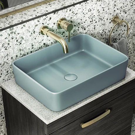 Arezzo 500 x 370mm Curved Rectangular Counter Top Basin - Matt Green 1 Arezzo 500 x 370mm Curved Rectangular Counter Top Basin - Matt Green