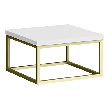 Arezzo 500 Gloss White Stone Resin Worktop with Brushed Brass Wall Mounted Frame 1 Arezzo 500 Gloss White Stone Resin Worktop with Brushed Brass Wall Mounted Frame