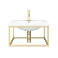 Arezzo 500 Wall Hung Basin with Brushed Brass Towel Rail Frame -Victorian Plumbing Store AZ5BBFRM NEW D4 460