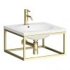 Arezzo 500 Wall Hung Basin with Brushed Brass Towel Rail Frame