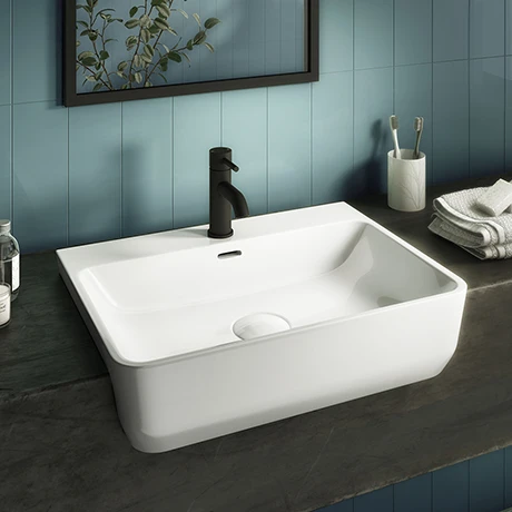 Arezzo 565mm Curved Semi-Recessed Basin - Gloss White 1 Arezzo 565mm Curved Semi-Recessed Basin - Gloss White
