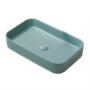 Arezzo 600 x 370mm Curved Rectangular Counter Top Basin - Matt Green