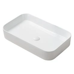 Arezzo 600 x 370mm Curved Rectangular Counter Top Basin - Gloss White