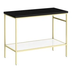 Arezzo 1010 Matt Black Stone Resin Worktop with Brushed Brass Framed Washstand
