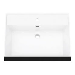 Arezzo 600 Matt Black Framed Washstand with Gloss White Open Shelf and Matt Black Basin 5 Arezzo 600 Matt Black Framed Washstand with Gloss White Open Shelf and Matt Black Basin -Victorian Plumbing Store AZ6BFPM BLK d2 460