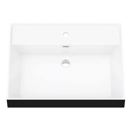 Arezzo 600 Matt Black Framed Washstand with Gloss White Open Shelf and Matt Black Basin 3 Arezzo 600 Matt Black Framed Washstand with Gloss White Open Shelf and Matt Black Basin - Image 3