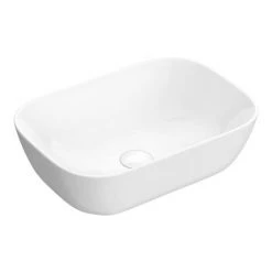 Arezzo Stone Resin Floating Basin Shelf inc. Curved Rectangular Basin - 600mm Wide -Victorian Plumbing Store AZ6MWSLFB2 d2 460