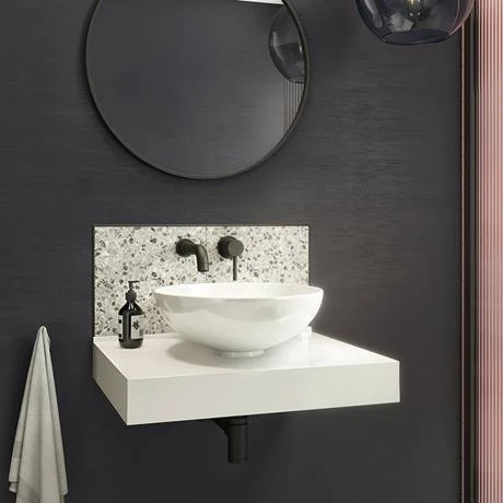 Arezzo Stone Resin Wall Mounted Basin Shelf (600mm Wide - Matt White) 2 Arezzo Stone Resin Wall Mounted Basin Shelf (600mm Wide - Matt White) - Image 2