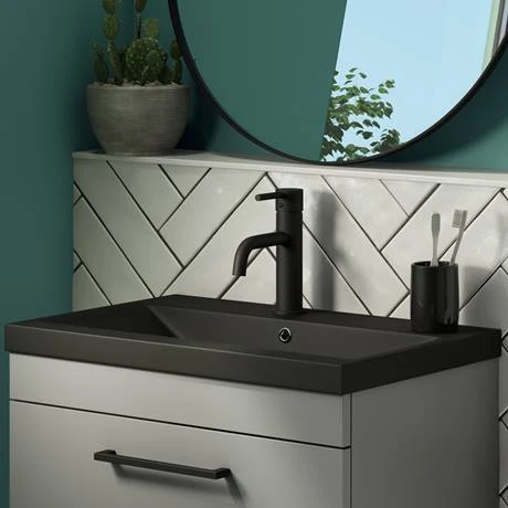 Arezzo 610 x 395mm Matt Black Rectangular Mid-Edged Inset Basin 2 Arezzo 610 x 395mm Matt Black Rectangular Mid-Edged Inset Basin - Image 2
