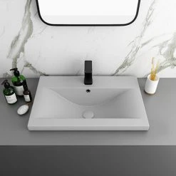 Arezzo 610 x 395mm Matt Grey Rectangular Mid-Edged Inset Basin