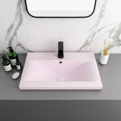 Arezzo 610 x 395mm Matt Pink Rectangular Mid-Edged Inset Basin