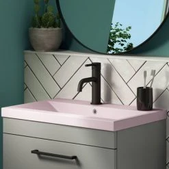 Arezzo 610 x 395mm Matt Pink Rectangular Mid-Edged Inset Basin -Victorian Plumbing Store AZ6RMP d2 460