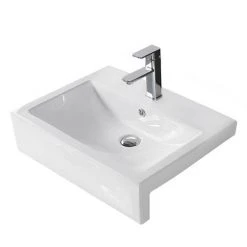 Arezzo 600mm Square Semi-Recessed Basin - Gloss White -Victorian Plumbing Store AZ6SQSRGW d2 460