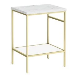 Arezzo 610 White Marble Effect Worktop with Brushed Brass Framed Washstand