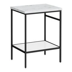 Arezzo 610 White Marble Effect Worktop with Matt Black Framed Washstand